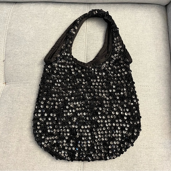 Black sequin shoulder bag - Picture 1 of 6